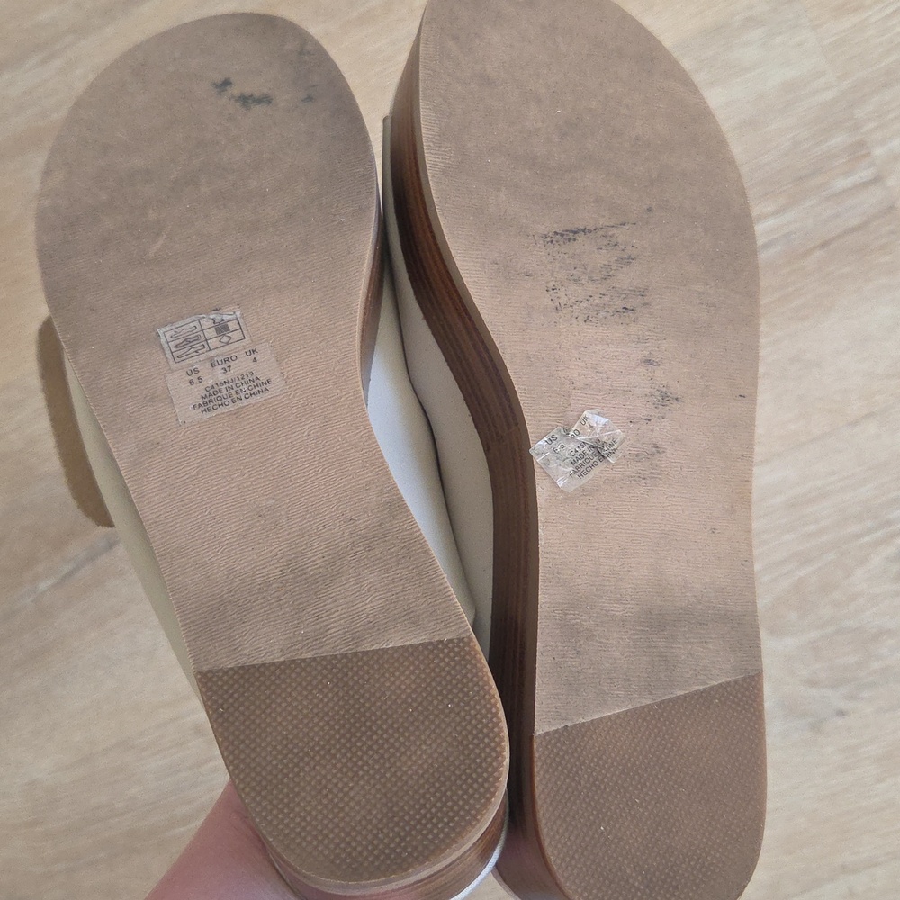 Anthropologie Kelsi Dagger Brooklyn Dover Platform Cream Buckle Slide -size 6.5 - Picture 7 of 9